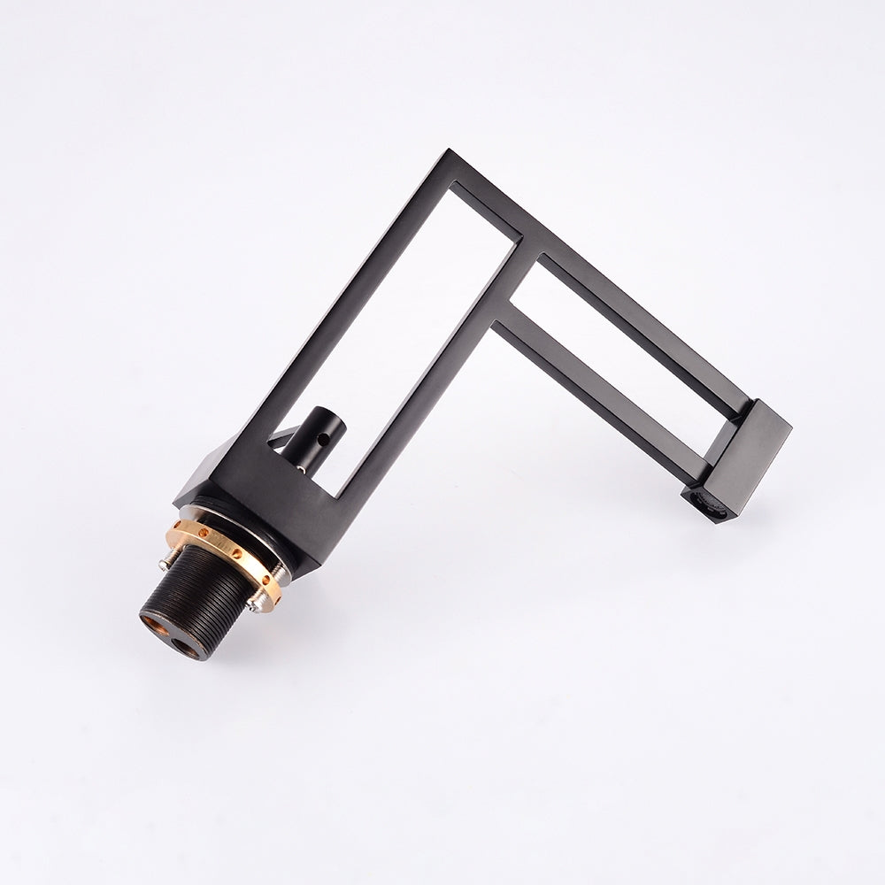 Single-Handle Black Geometric Sink Faucet, Single-Hole Solid Brass, Architectural Design