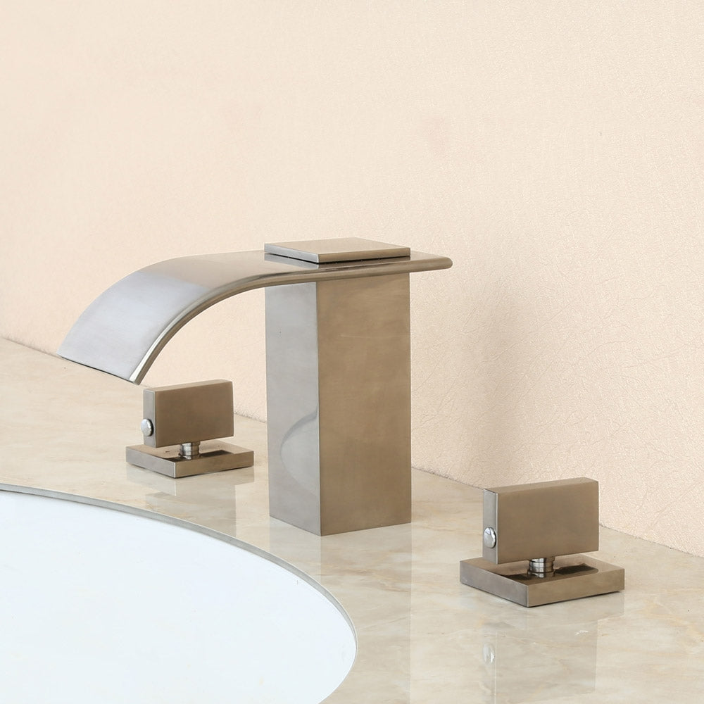 Matte Black Bathroom Sink Faucet, 2-Handle Solid Brass Construction