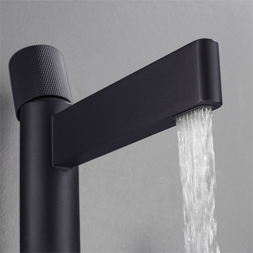 Premium Solid Brass Waterfall Spout Single-Handle Bathroom Sink Faucet