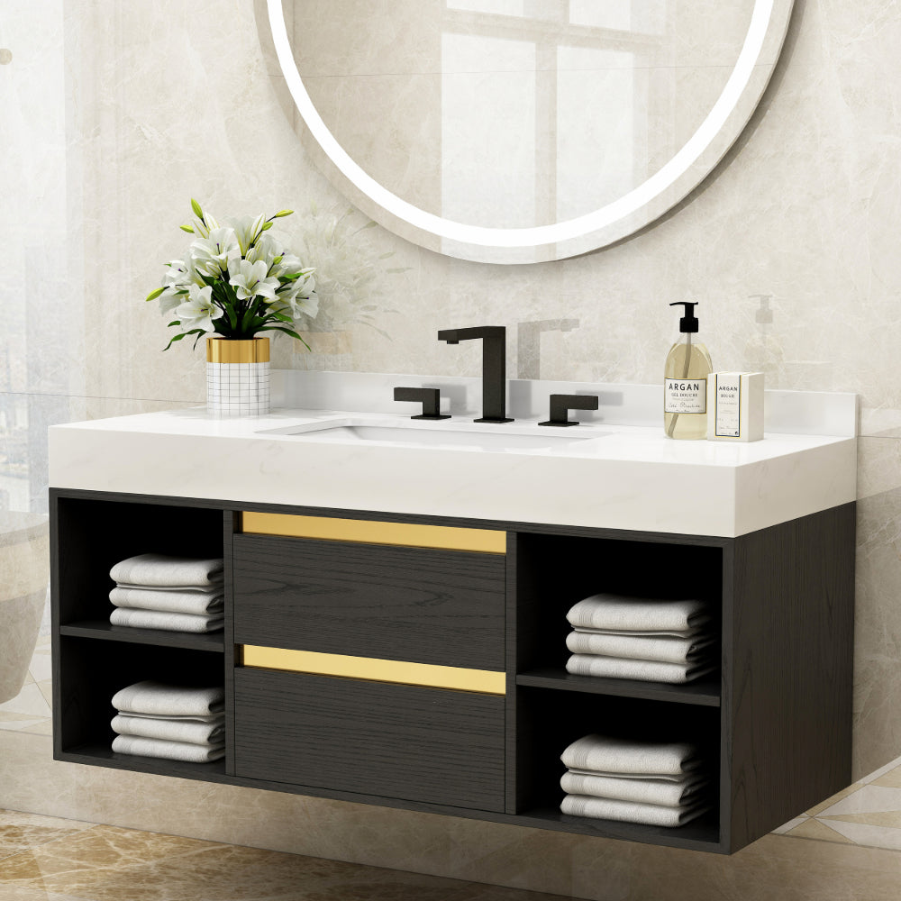 Widespread Black Sink Faucet, Double-Handle Solid Brass, Bathroom Edition