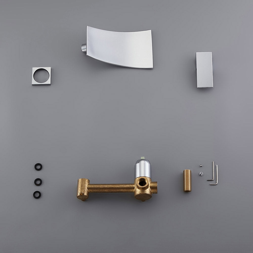 Matte Black Modern Single-Handle Wall-Mounted Waterfall Sink Faucet