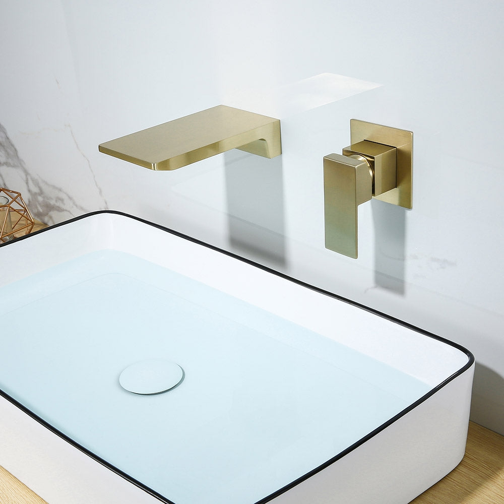 Sleek Black Waterfall Sink Faucet, Wall-Mounted, Single-Handle