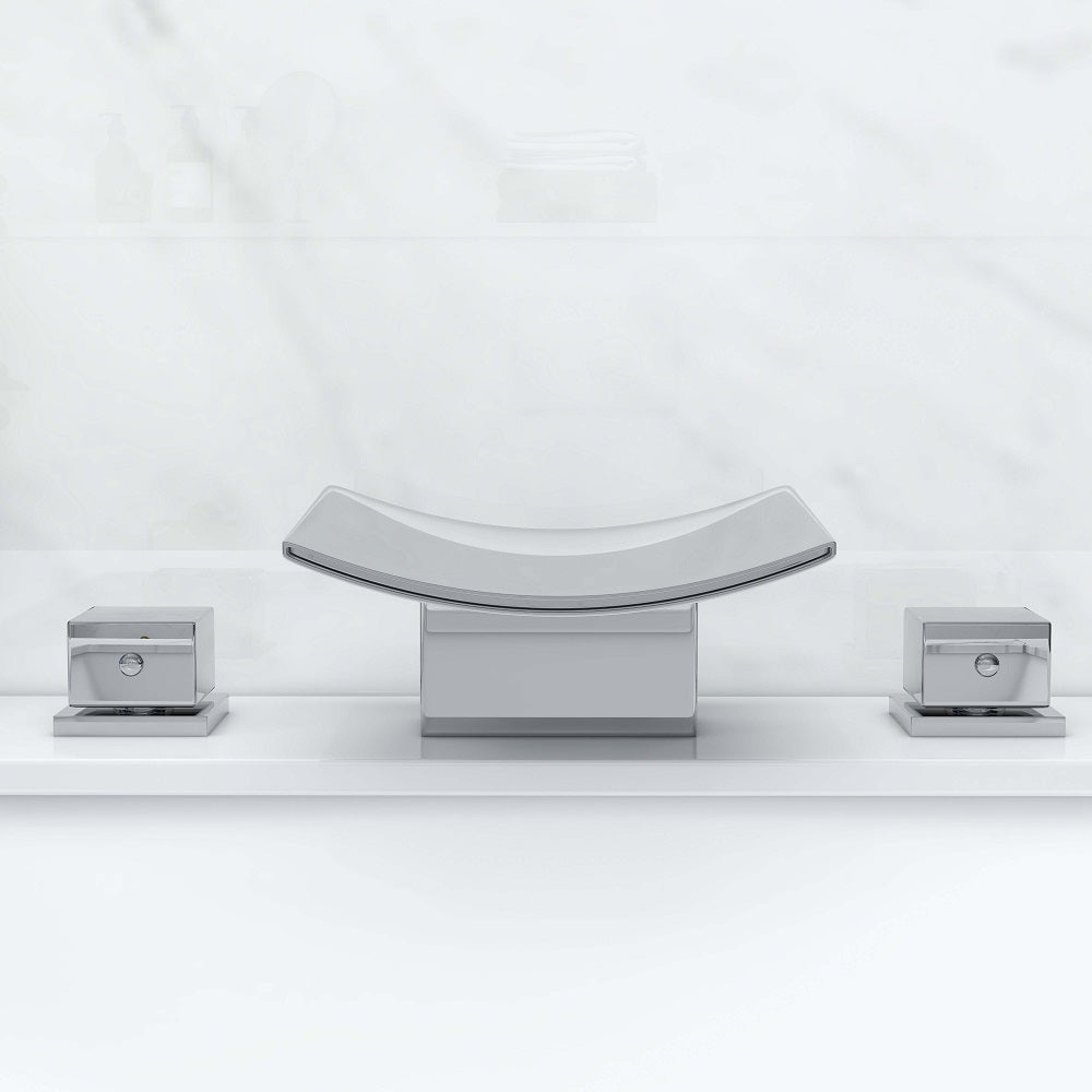 Contemporary Chrome Waterfall Faucet for Bathroom Sink