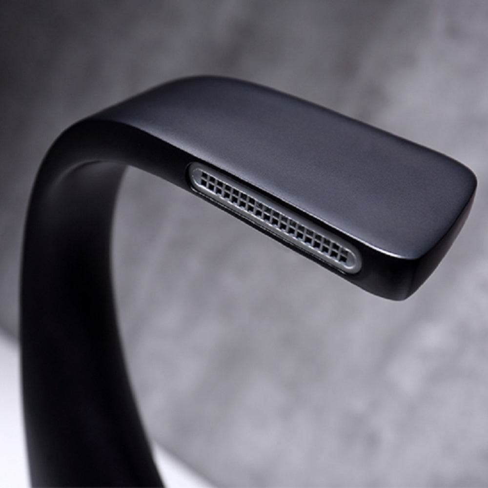 Black Waterfall Sink Faucet, Single-Handle 1-Hole Brass