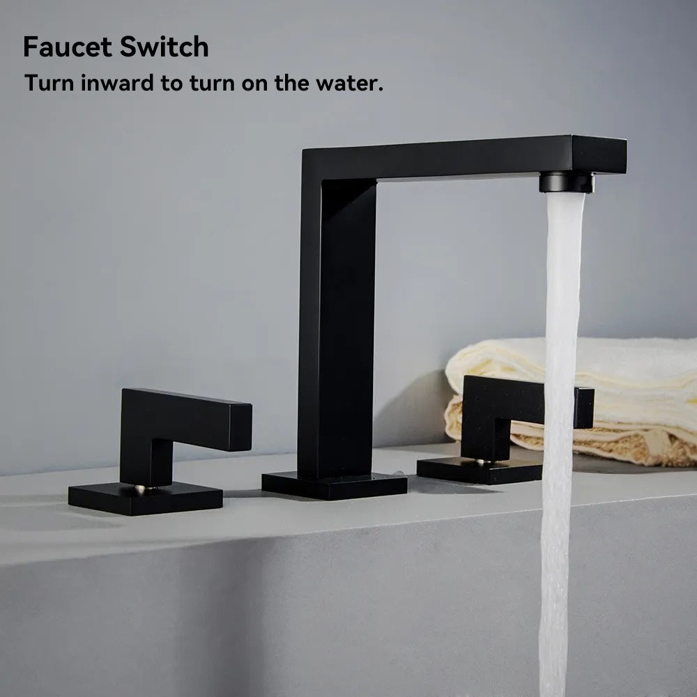 Widespread Black Sink Faucet, Double-Handle Solid Brass, Bathroom Edition
