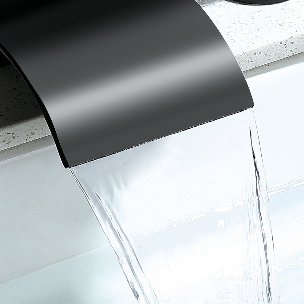 Solid Brass Deck-Mount Sink Faucet with 2 Crystal Handles