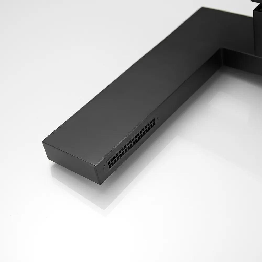 Black Ultra-Thin Single-Handle Waterfall Vessel Sink Faucet, Solid Brass