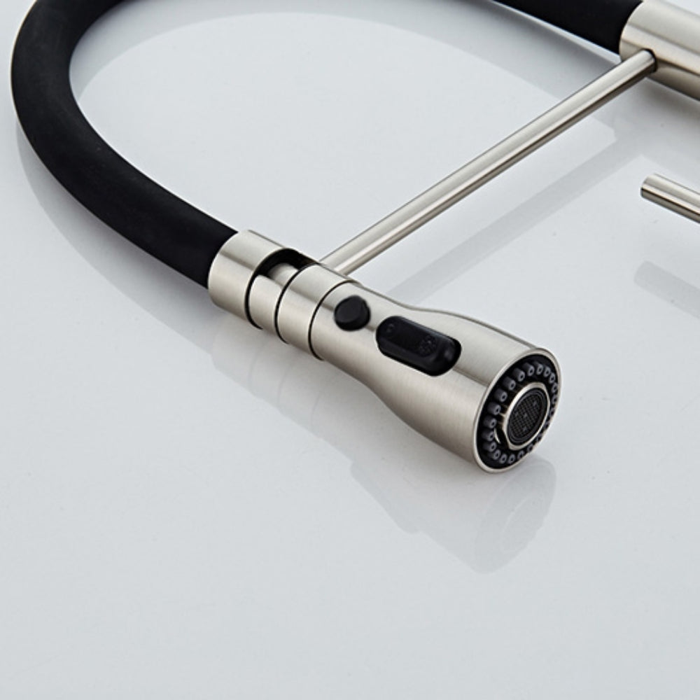 Brushed Nickel Kitchen Faucet with Single Hole, One-Handle, and Pull-Out Spout