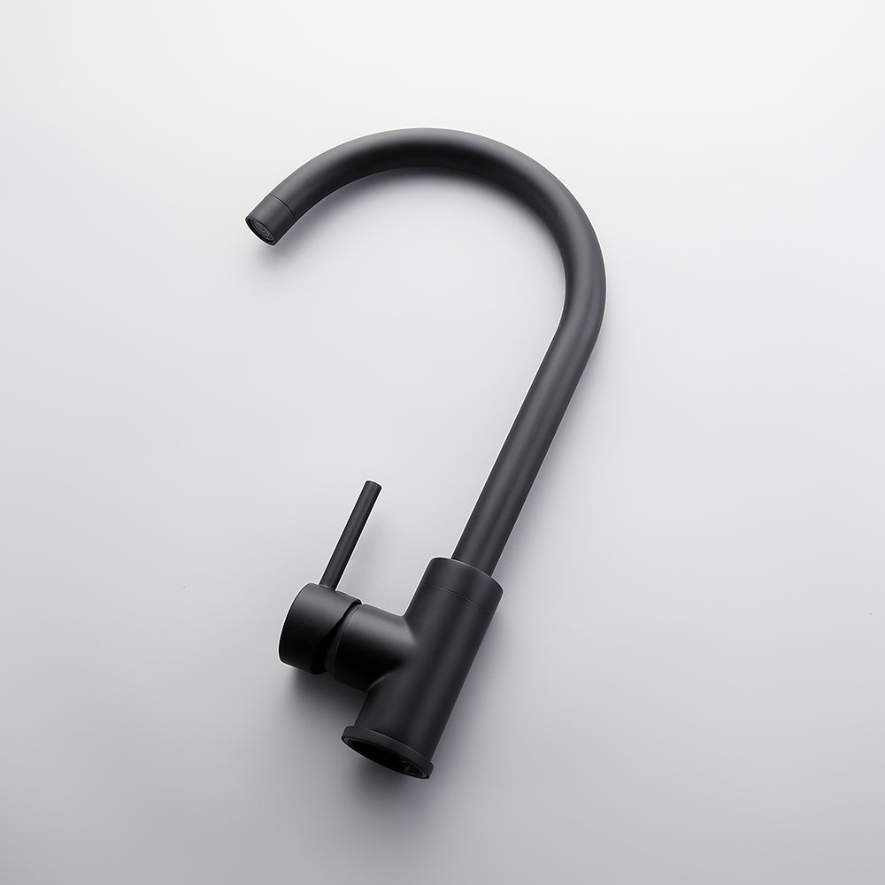 Black High Arc Kitchen Faucet with Single Handle, Stainless Steel, Single Hole Design
