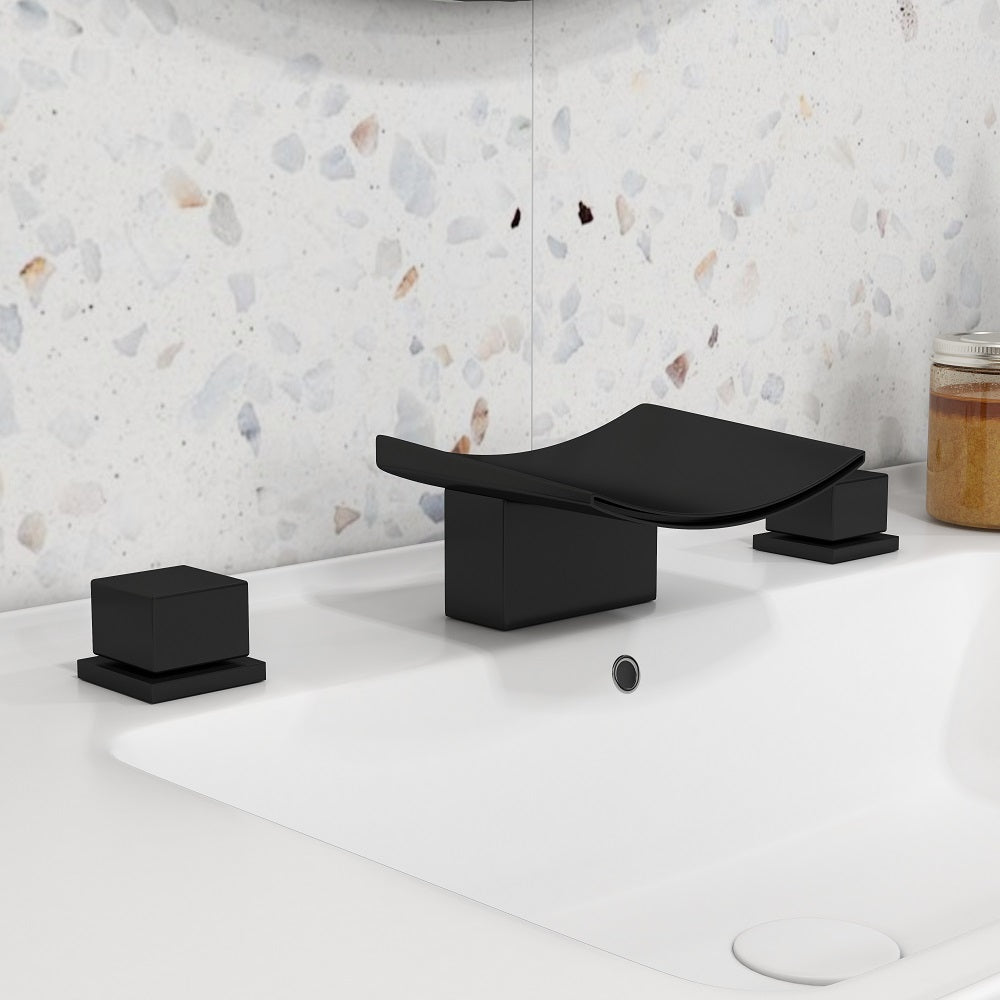 Contemporary Chrome Waterfall Faucet for Bathroom Sink