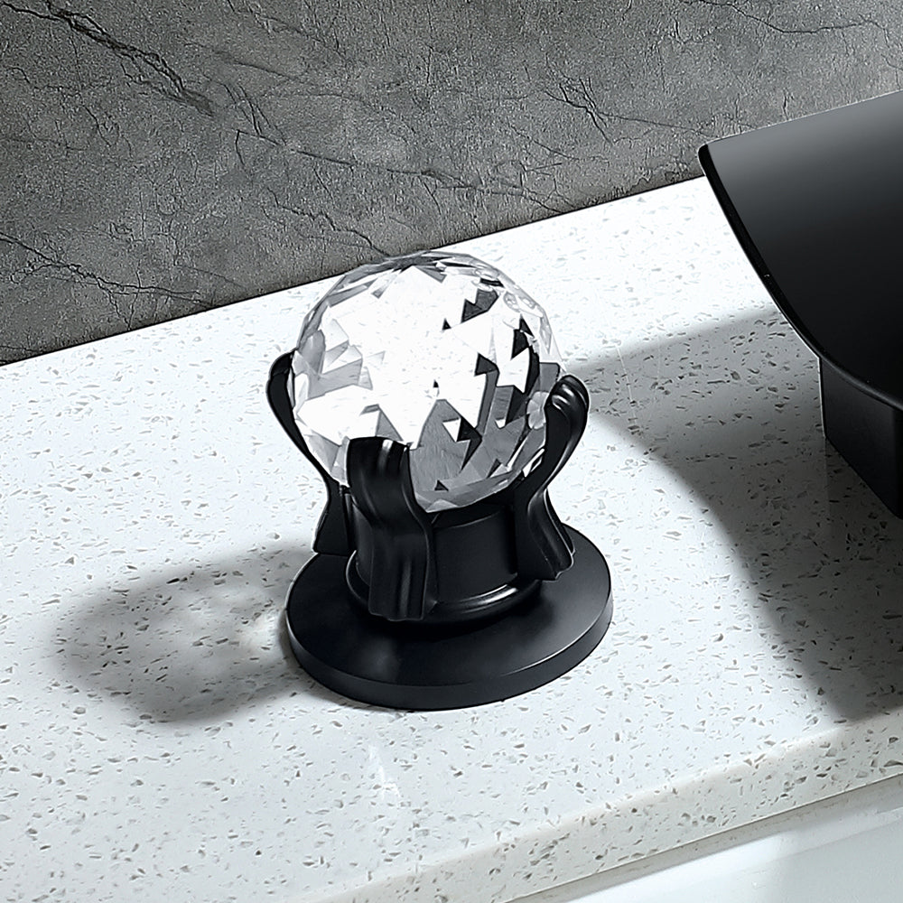 Solid Brass Deck-Mount Sink Faucet with 2 Crystal Handles